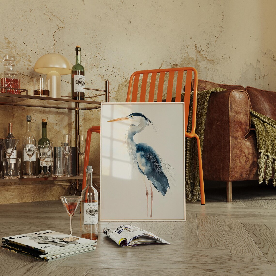 Elegant Heron Watercolor Art Print, Coastal Bird - Image 3