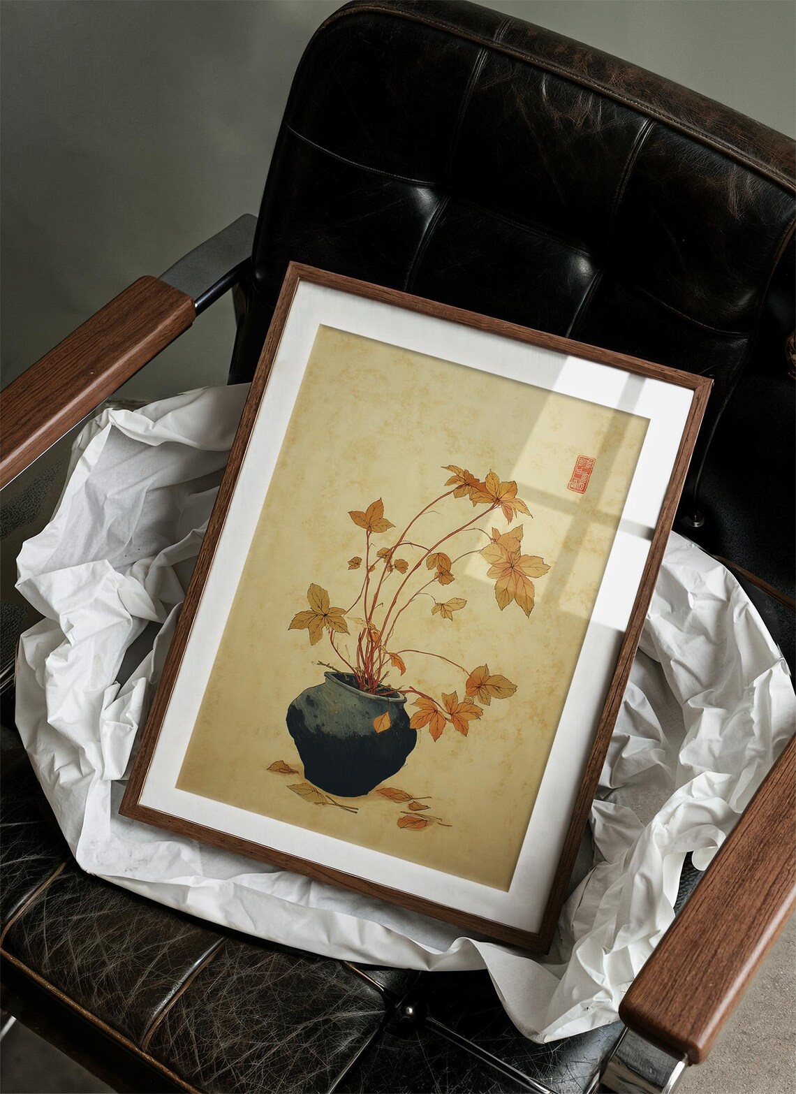 Autumn Leaves In Cerulean Vase