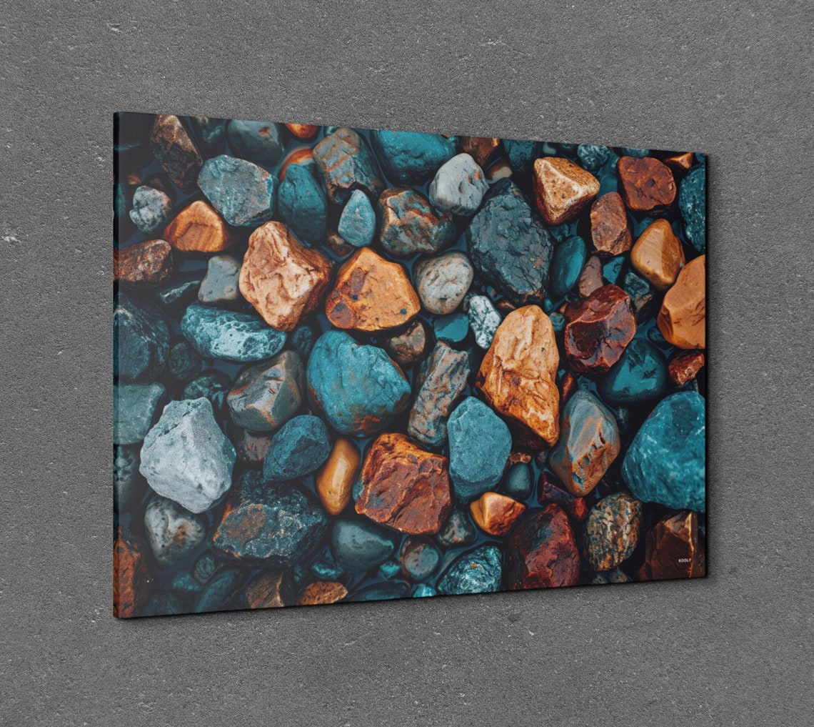 Wet River Pebbles Colorful Stones Tranquil Zen Nature Wall Art - Image 7