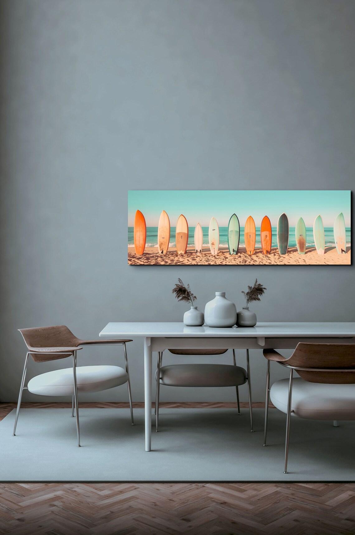 Pastel Surfboard Lineup Retro Style Art Print - Image 4