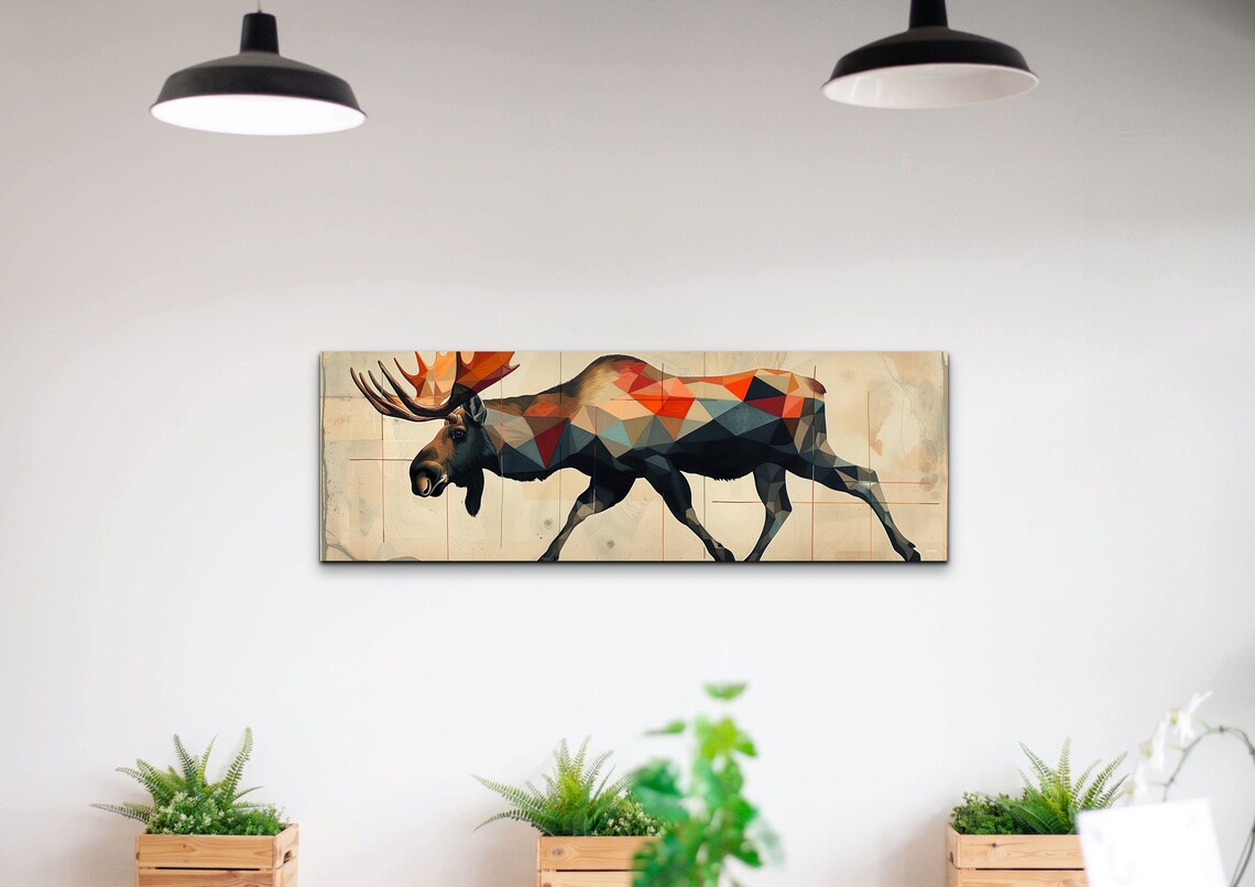 Panoramic Mid Century Modern Moose Art Print - Image 5