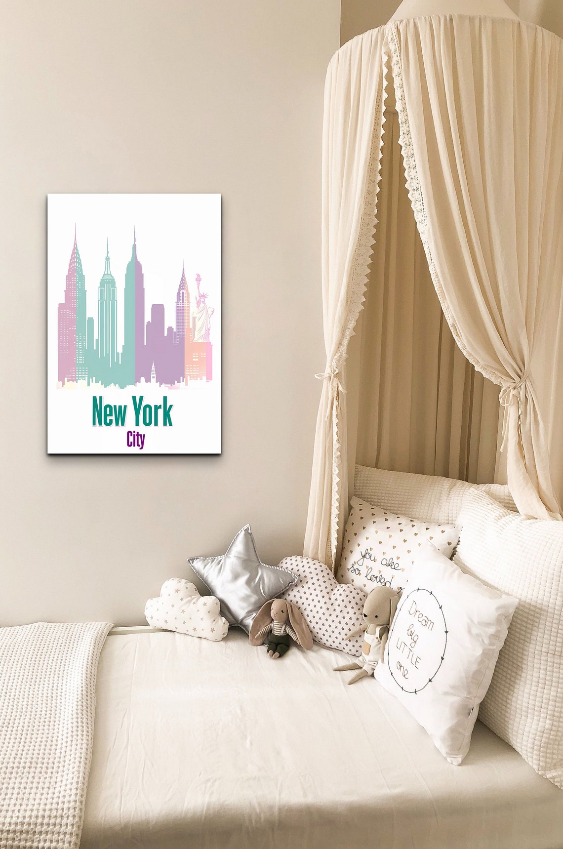 New York City Pastel Skyline Silhouette Modern Travel Poster - Image 4