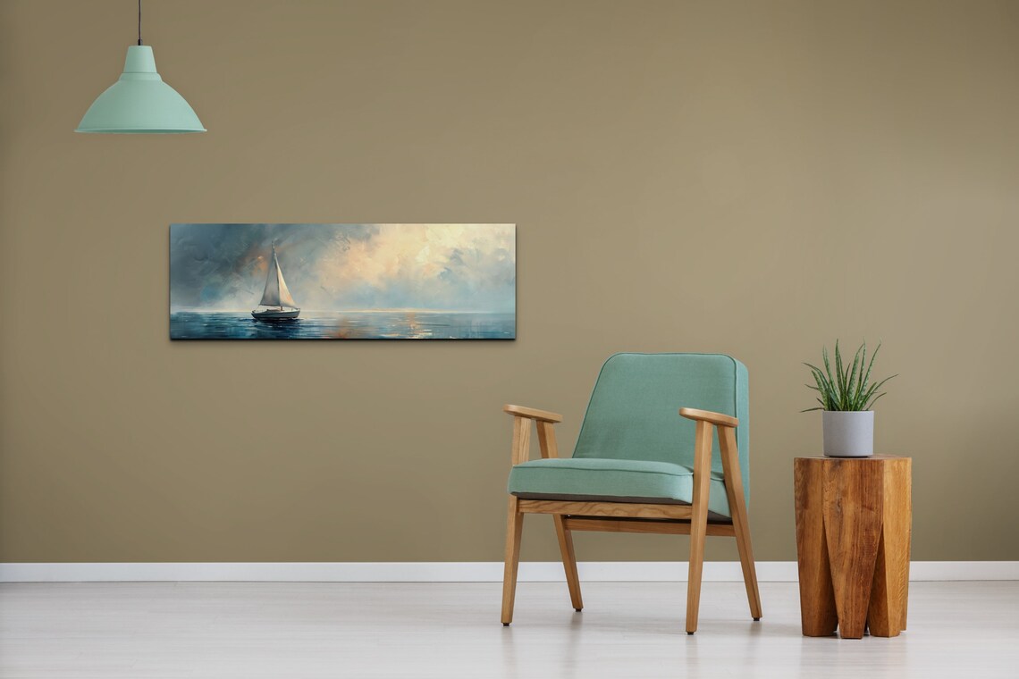 Vintage Sailboat Panoramic Artwork, Nautical Art Print - Image 7