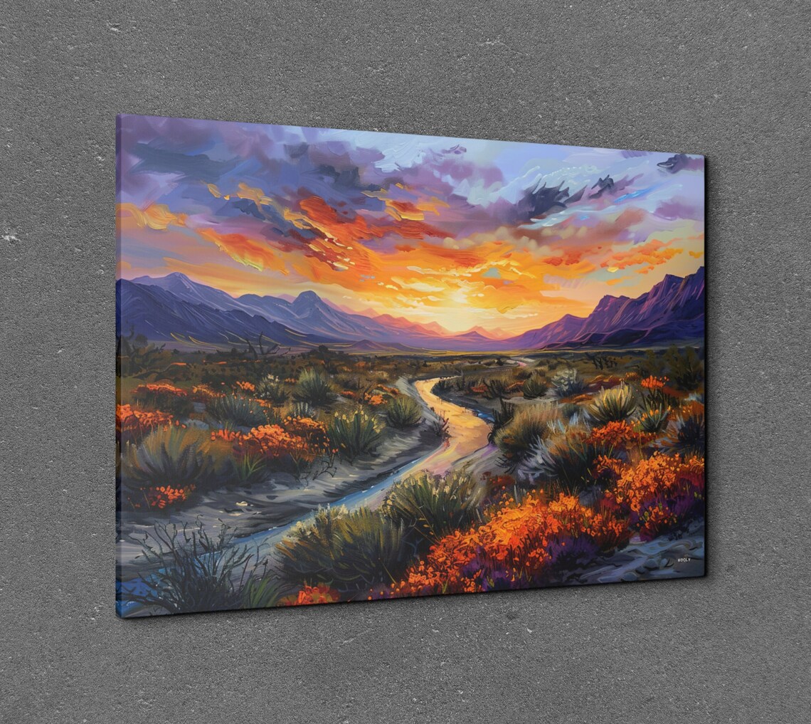 Southwestern Desert Rio Grande Ready To Hang Wall Art Print Retro Wall Art Colorful Wall Art - Image 3