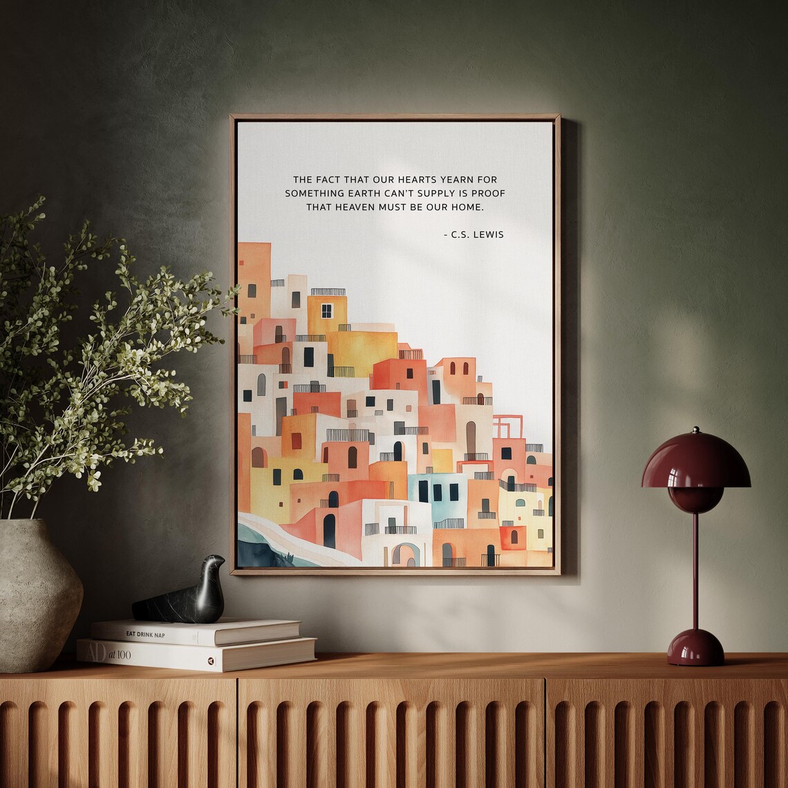 C.S. Lewis Quote On Heaven, Watercolor Village - Image 5