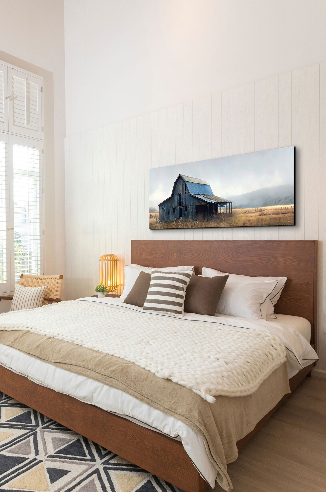 Old Blue Gray Barn In Misty Field Farmhouse Country Art Poster - Image 6