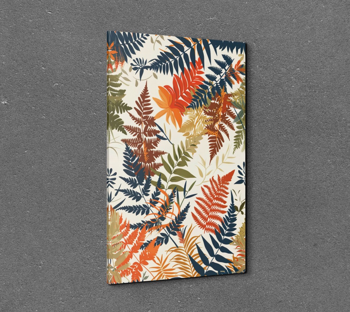 Navy and Rust Fern Botanical Pattern Modern Leaf Art Wall Print - Image 7