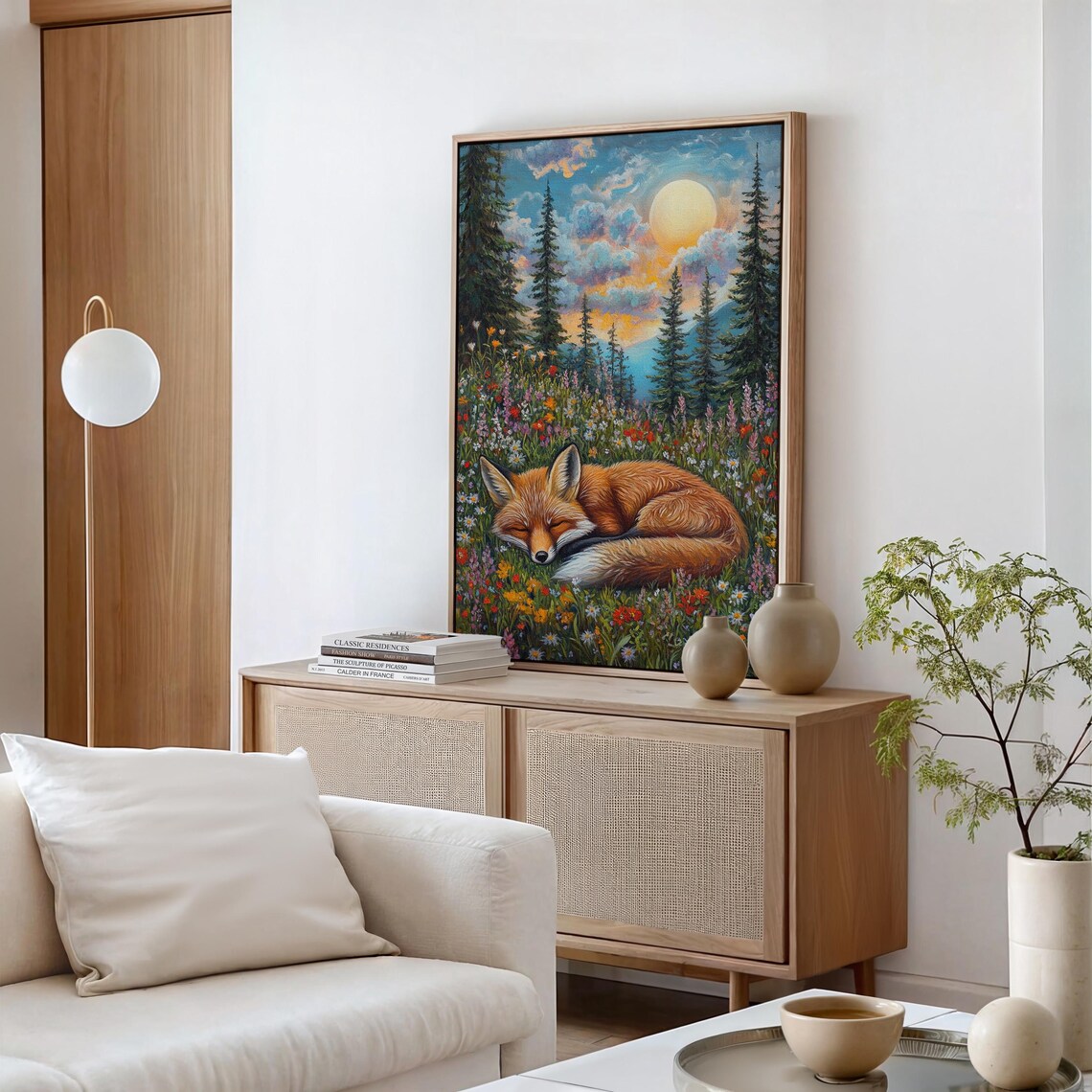 Sleeping Fox In Flower Meadow Sunset Pine Forest Animal Poster - Image 5