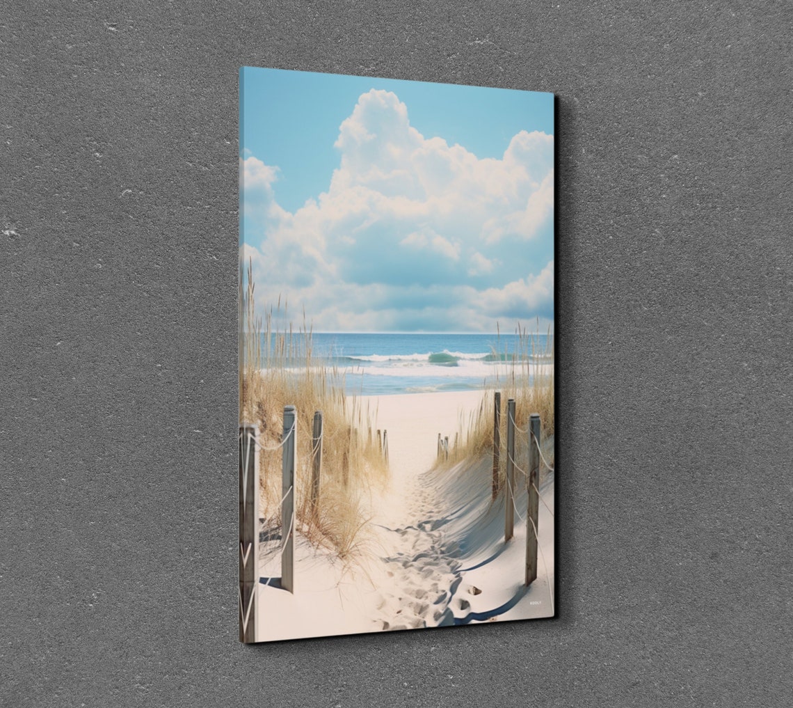 Sandy Beach Path Through the Dunes Under a Bright Blue Sky Poster - Image 7