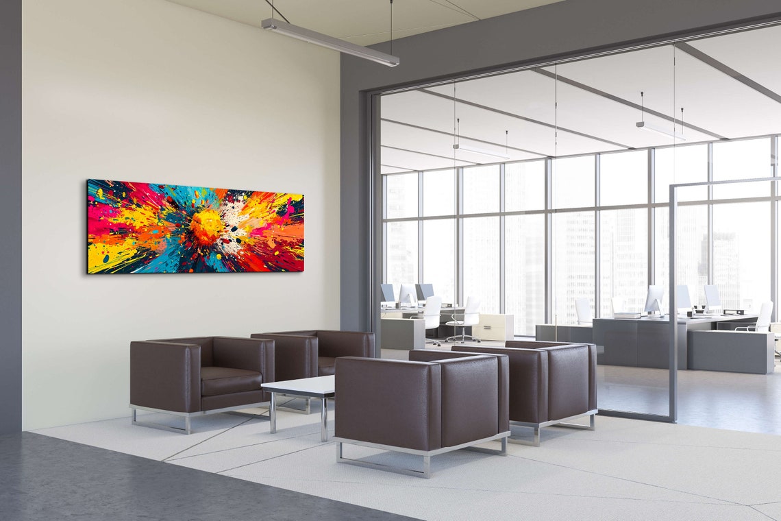 Panoramic Abstract Color Explosion Splatter Paint Burst Wall Art - Image 4