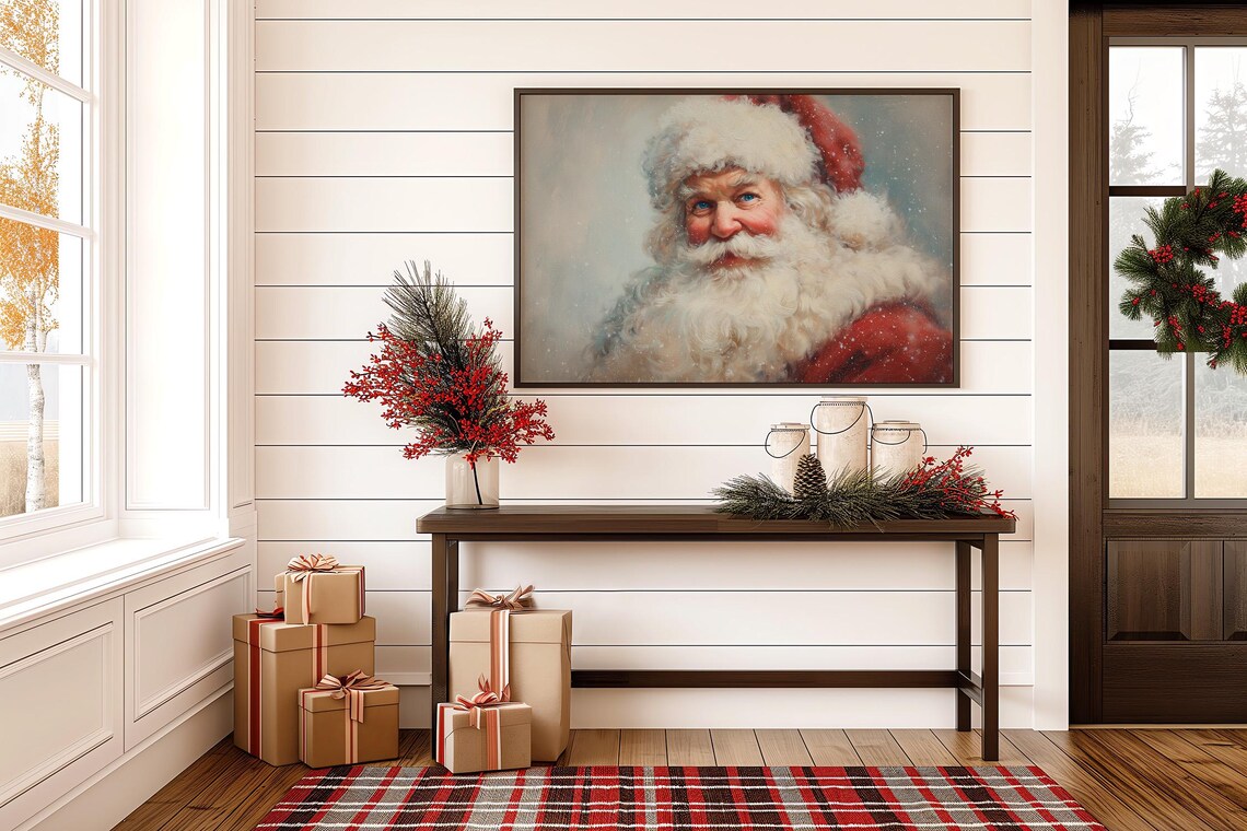 Vintage Santa Claus Holiday Portrait Art Print