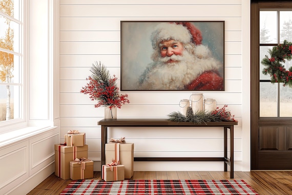 Vintage Santa Claus Holiday Portrait Art Print