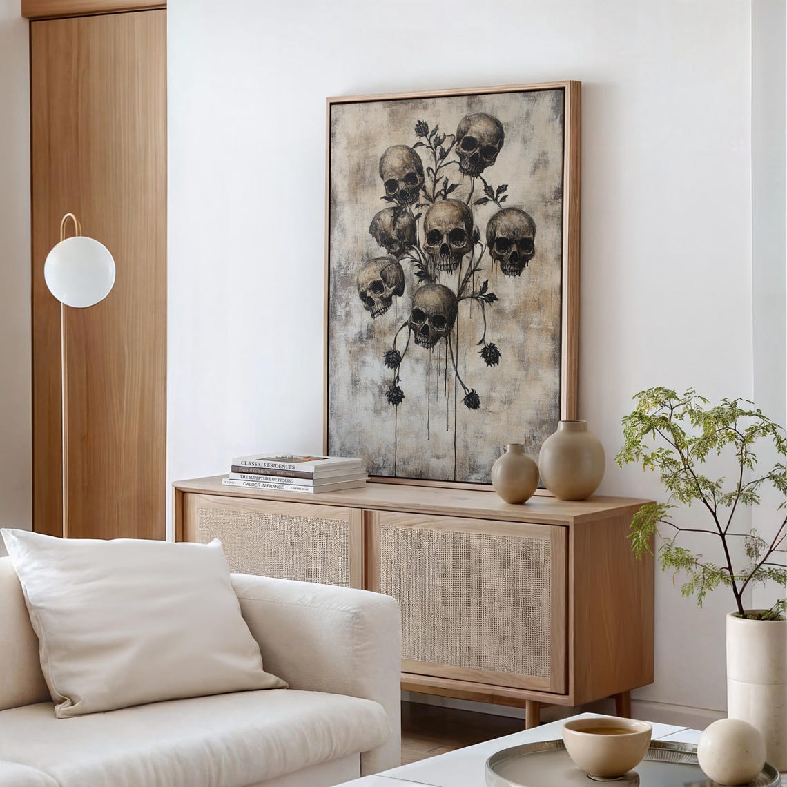 Gothic Skull Floral Bouquet Dark Botanical Macabre Skull Art Poster - Image 5