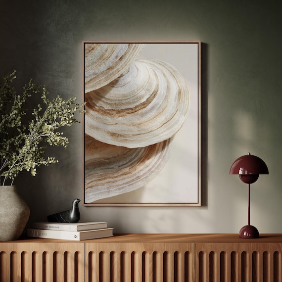 Textured Seashell Spiral Beige Watercolor Coastal Ocean Art Print