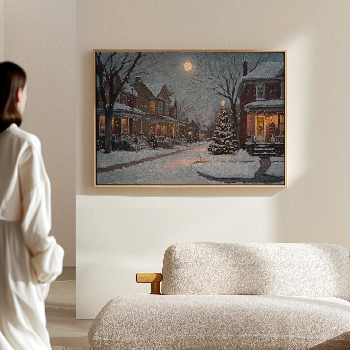 Christmas Street Scene, Moonlit Winter Wonderland - Image 7