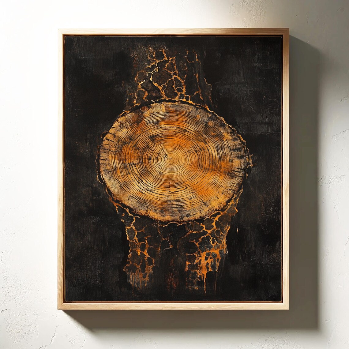 Golden Tree Ring, Abstract Wood Grain Decor - Image 3