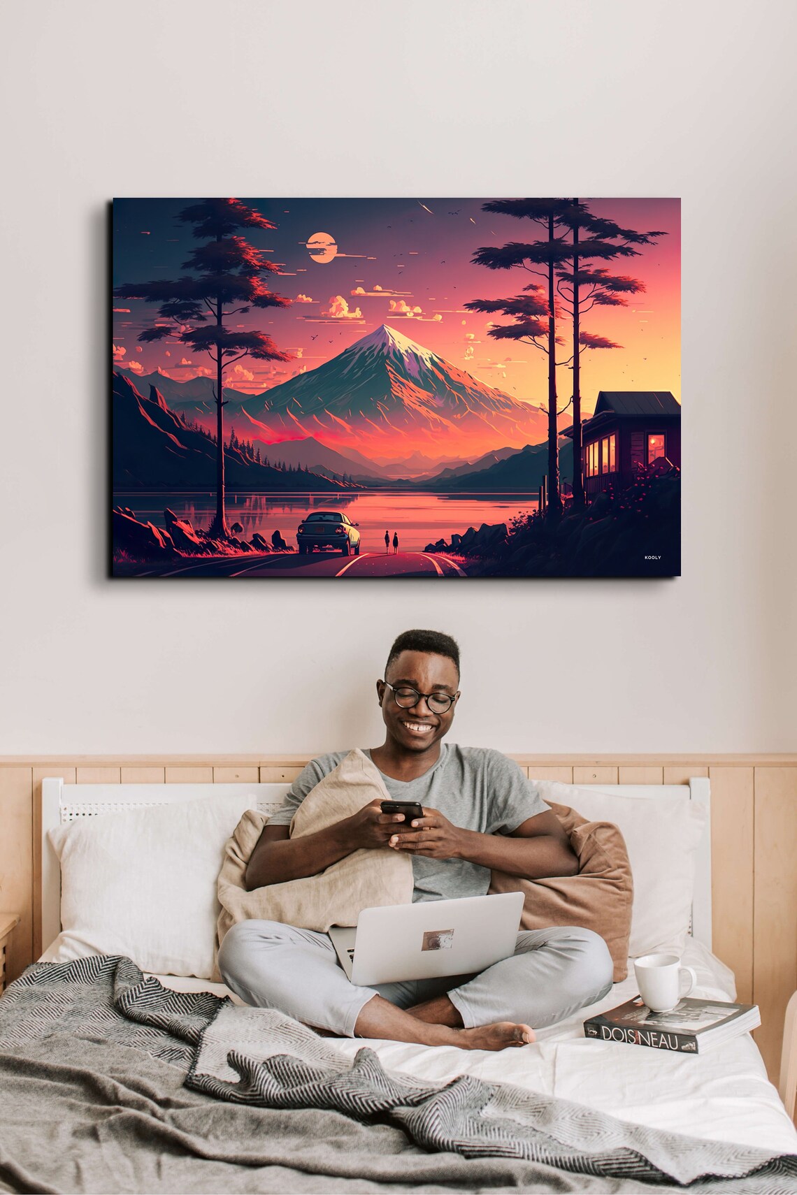 Lofi Scenery Orange Sunset Mountain Art Print - Image 5