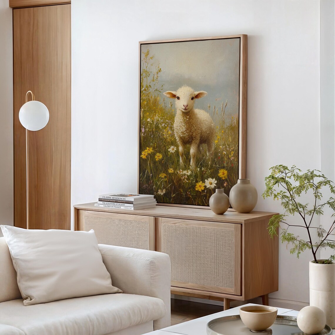 Serene Lamb In Wildflower Meadow Golden Light Farmhouse Poster - Image 6