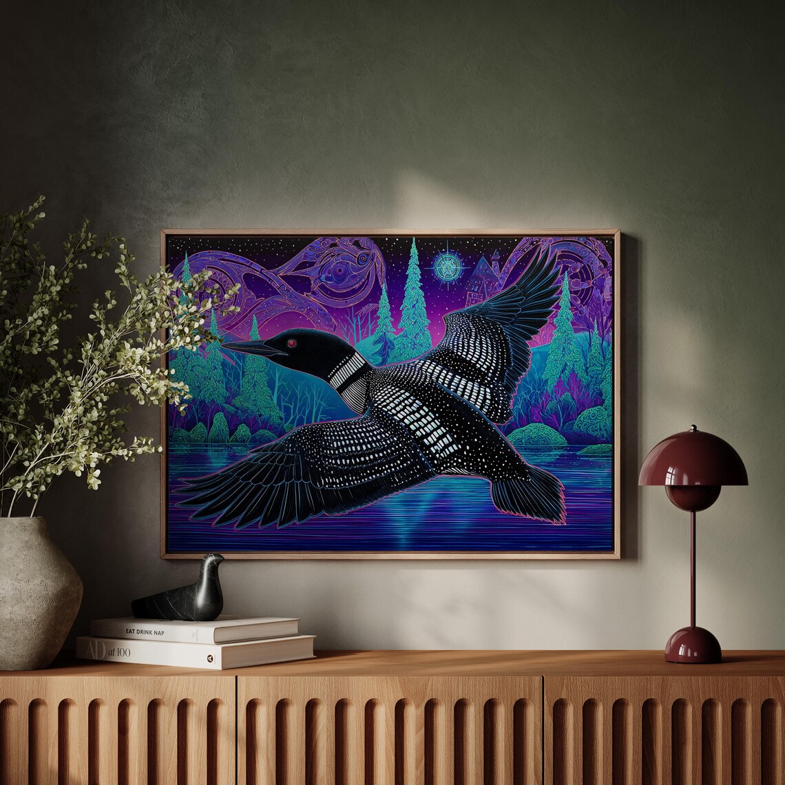Mystical Loon Art Print, Psychedelic Fantasy Bird
