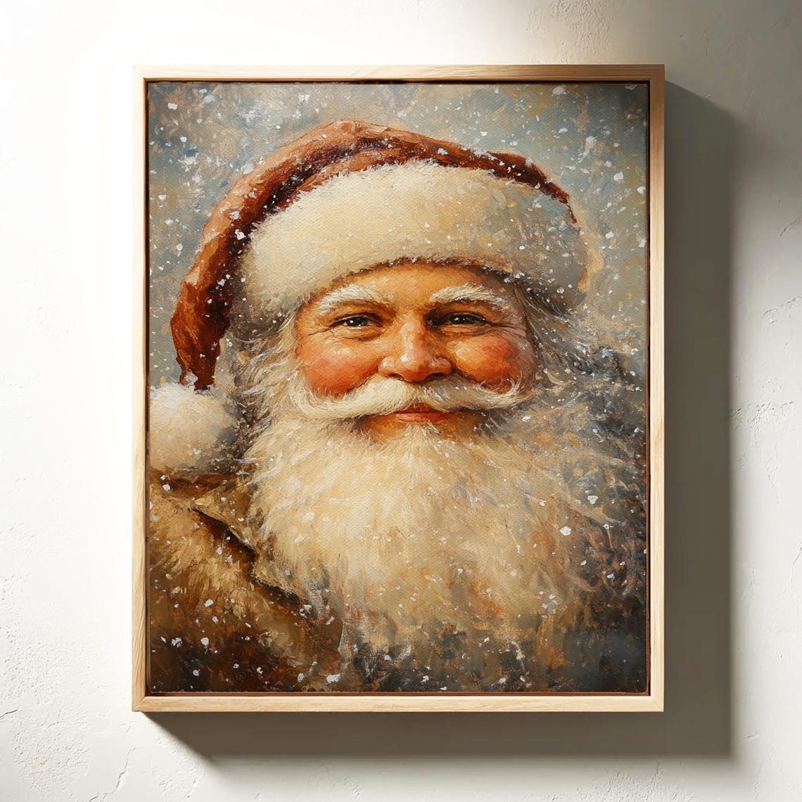 Jolly Santa Claus Portrait Snow Red Hat Vintage Holiday Poster - Image 6
