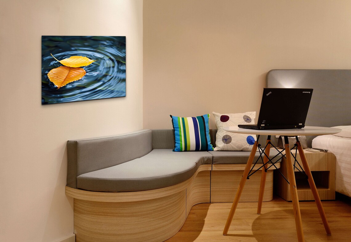 Autumn Leaves Floating Rippling Water Close Up Nature Poster - Image 4