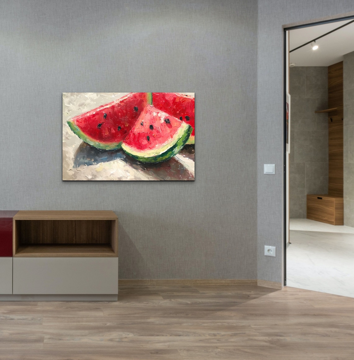 Juicy Watermelon Slices Impasto Oil Painting Summer Fruit Poster - Image 6