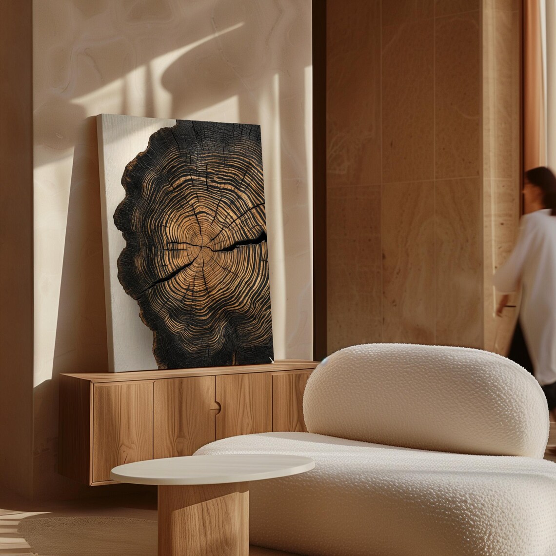 Natural Tree Ring Print, Black and Gold Wood Art - Image 7