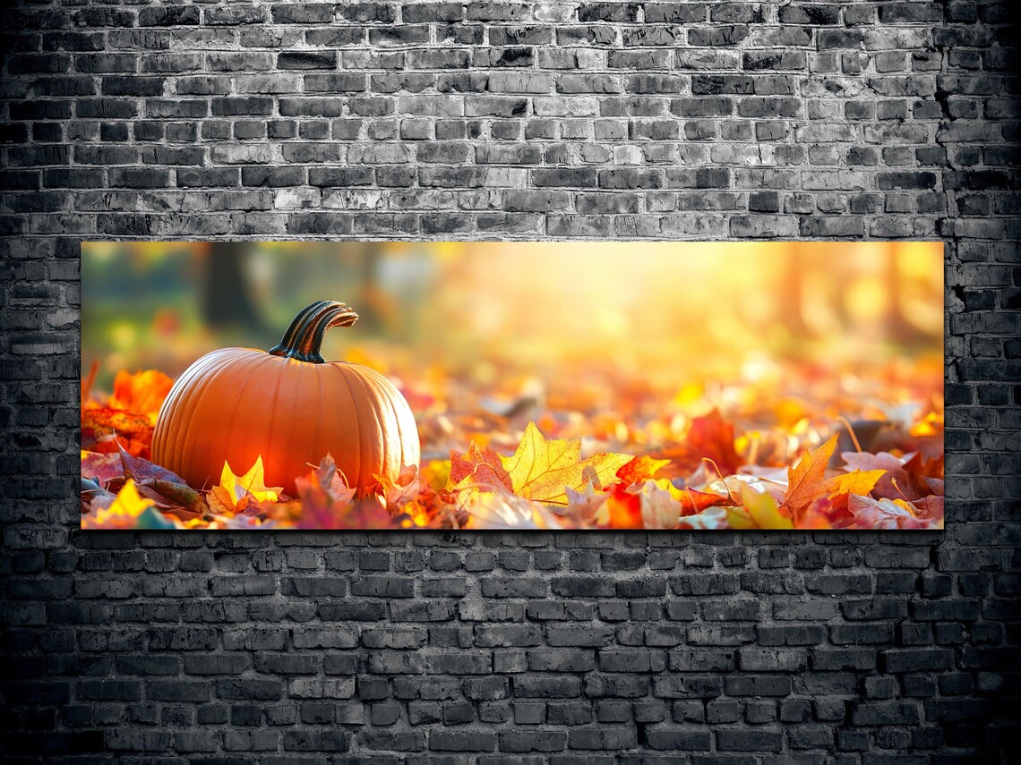 Fall Rustic Leaves Landscape Art, Halloween Decor - Image 2
