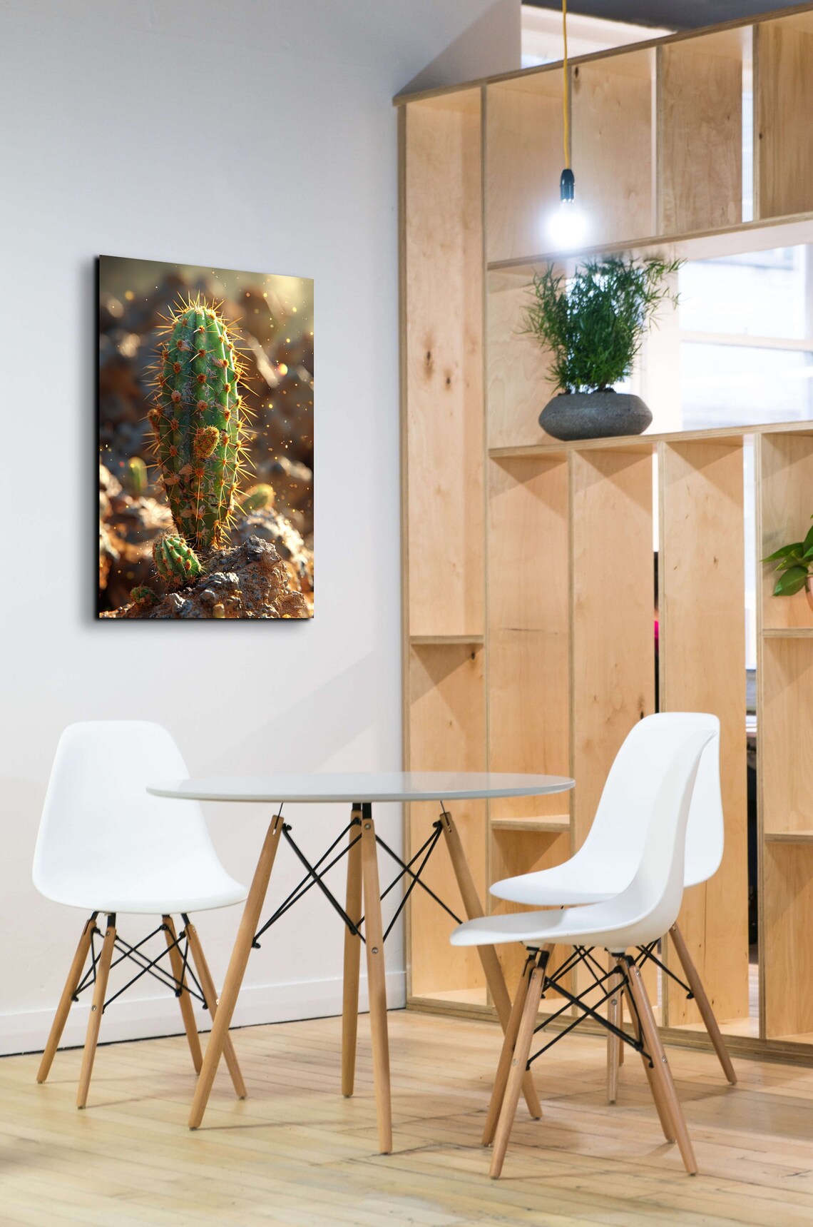 Cactus Close Up Golden Spines On Desert Rock Nature Art Poster - Image 7