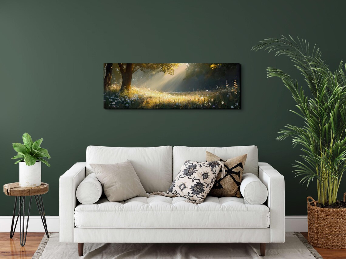 Serene Wild Flower Landscape, Tranquil Landscape Art - Image 7