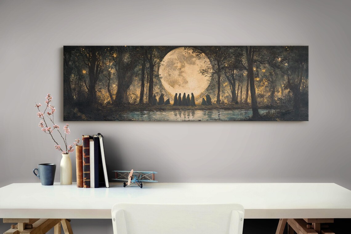 Full Moon Witch Gathering Mystical Night Art Print - Image 3
