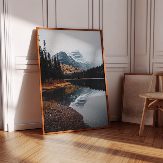 Snow Capped Mountain Lake Reflection Art Print