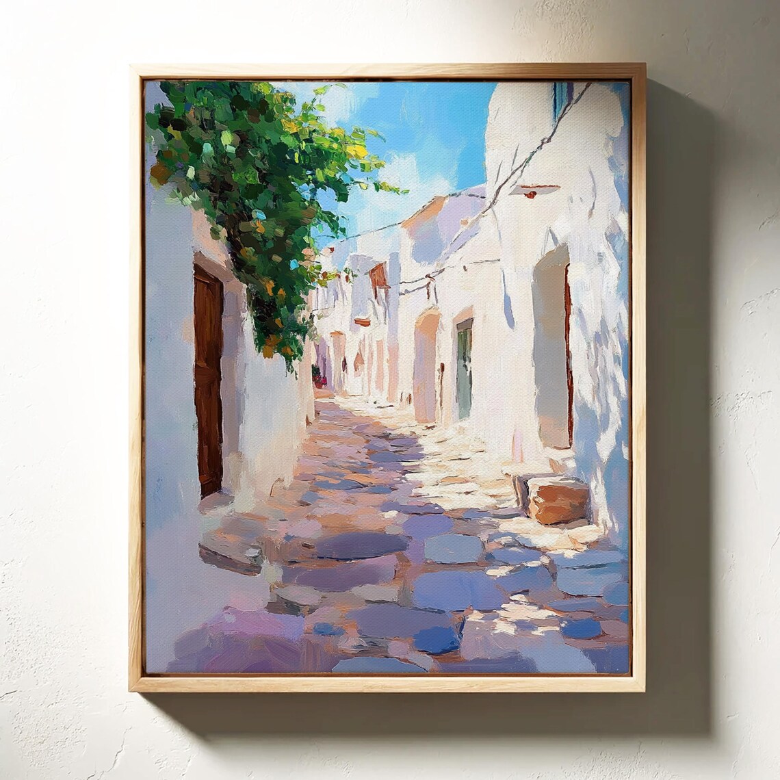 Sunny Greek Island Alleyway Impressionist Mediterranean Street Poster - Image 4