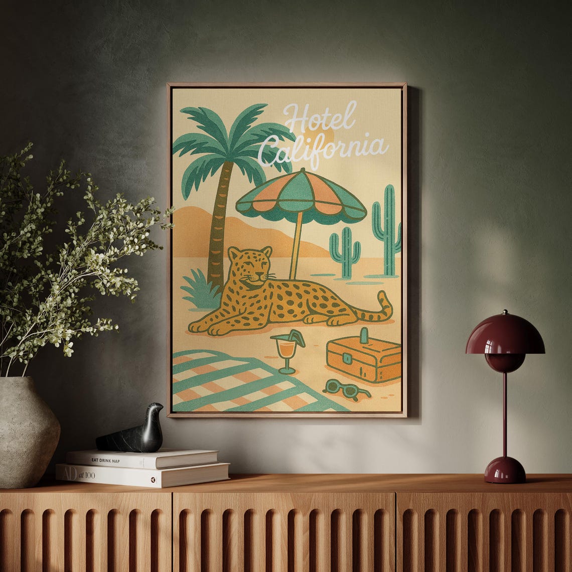 Hotel Leopard Retro Desert Vacation Art