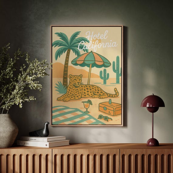 Hotel Leopard Retro Desert Vacation Art