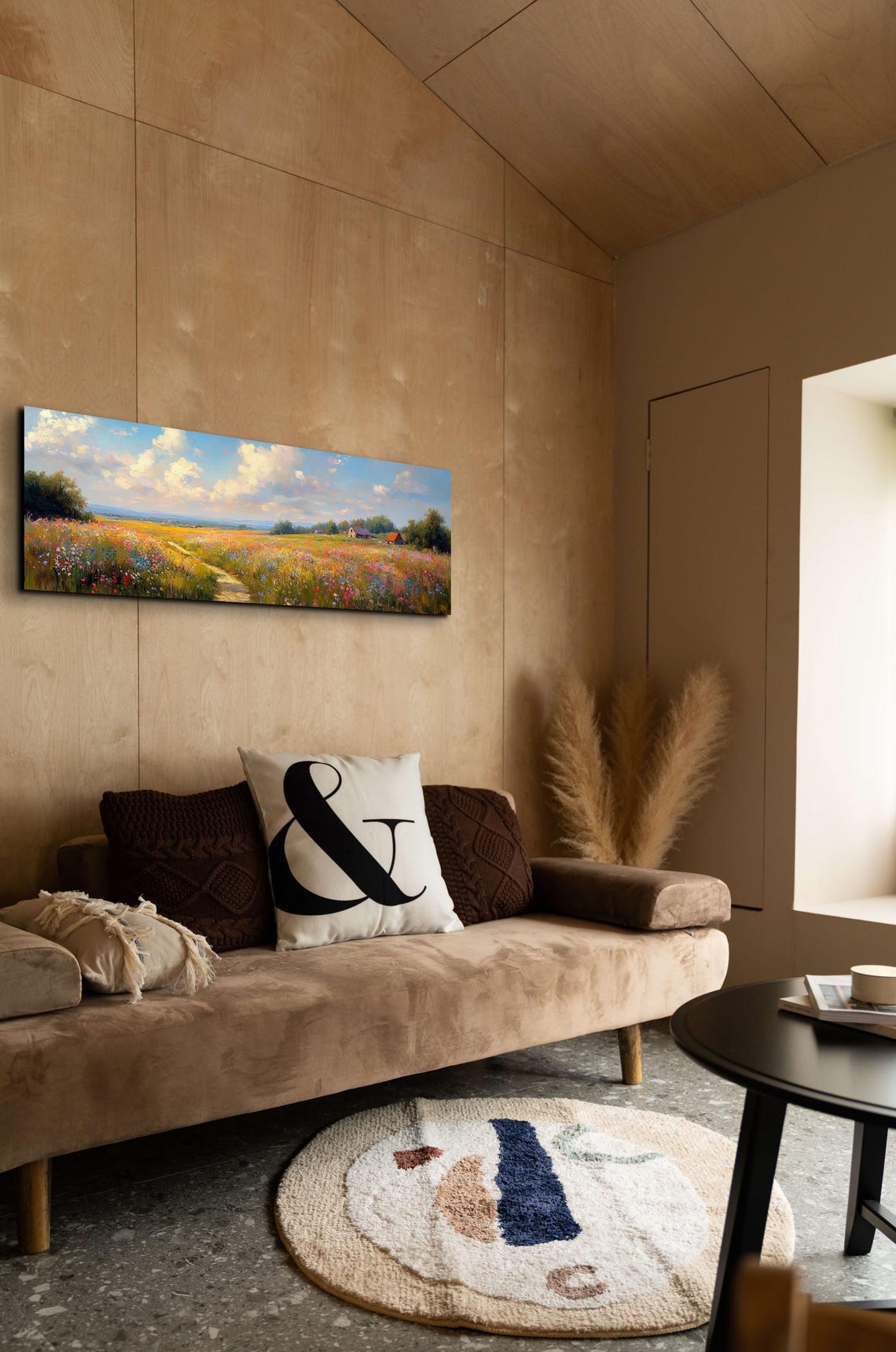 Wildflower Meadow Path to Distant Barn Summer Day Panoramic Poster - Image 7
