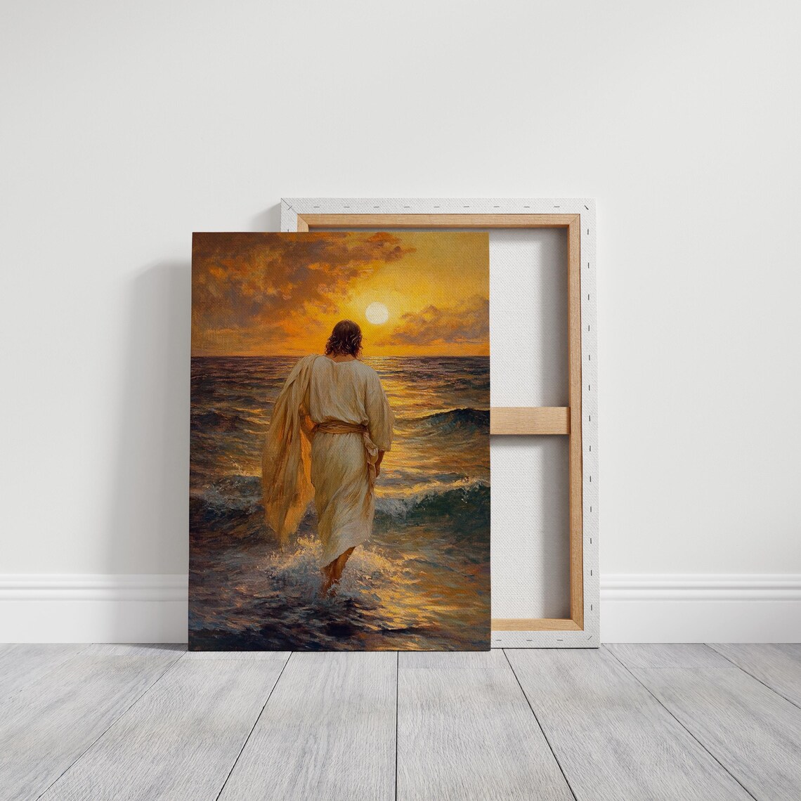 Jesus Walking On Water At Sunset Inspirational Christian Art Poster - Image 7