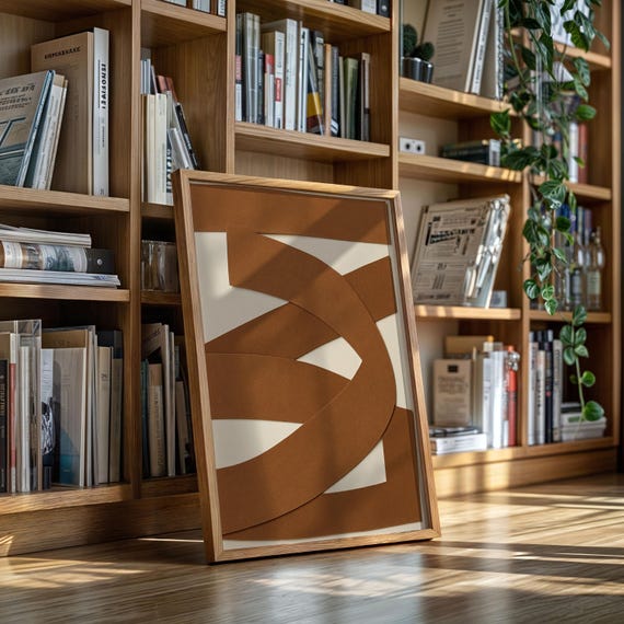 Brown Geometric Abstract Art Minimal Modern Wall Print