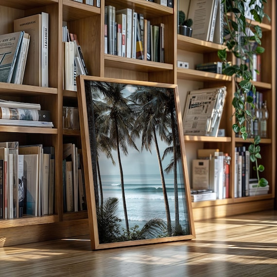 Tropical Palm Trees Ocean View Photography Serene Coastal Poster