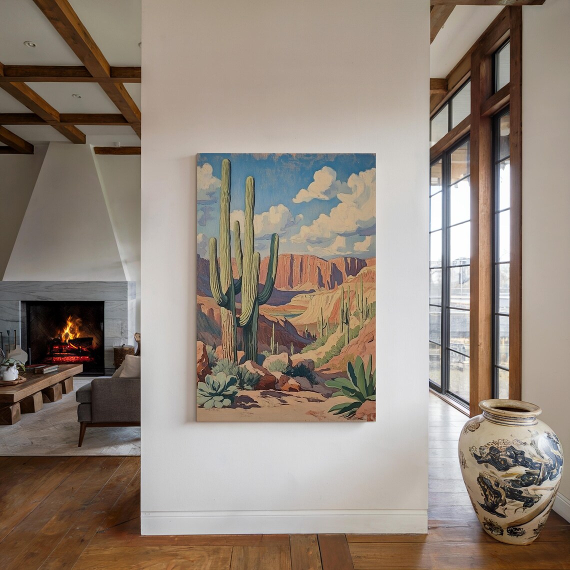 Vintage Saguaro Cactus Desert Landscape Red Rock Canyon Poster - Image 6