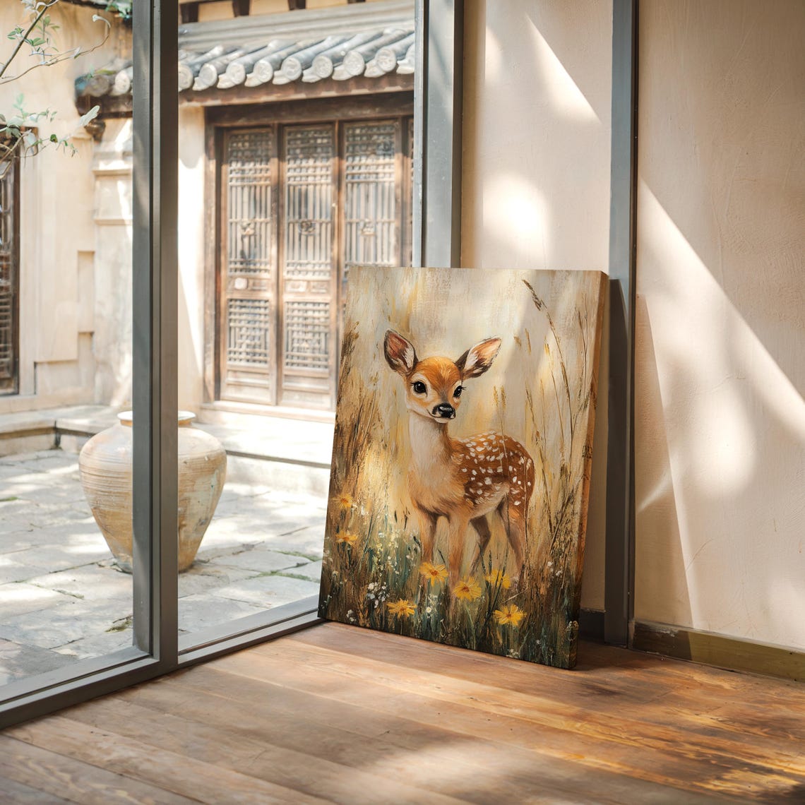 Baby Deer Fawn In Wildflower Meadow Golden Field Nursery Poster - Image 6