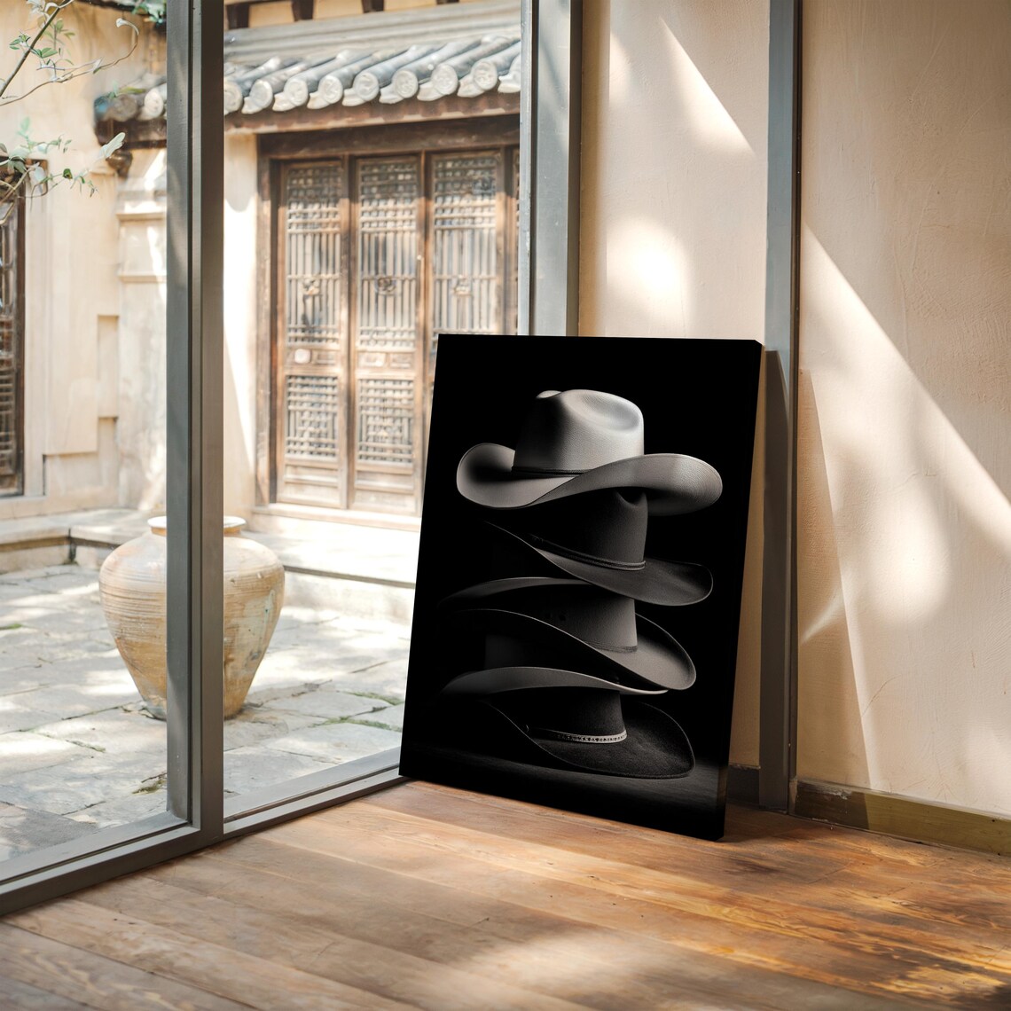 Cowboy Hats Black And White Western Art Print