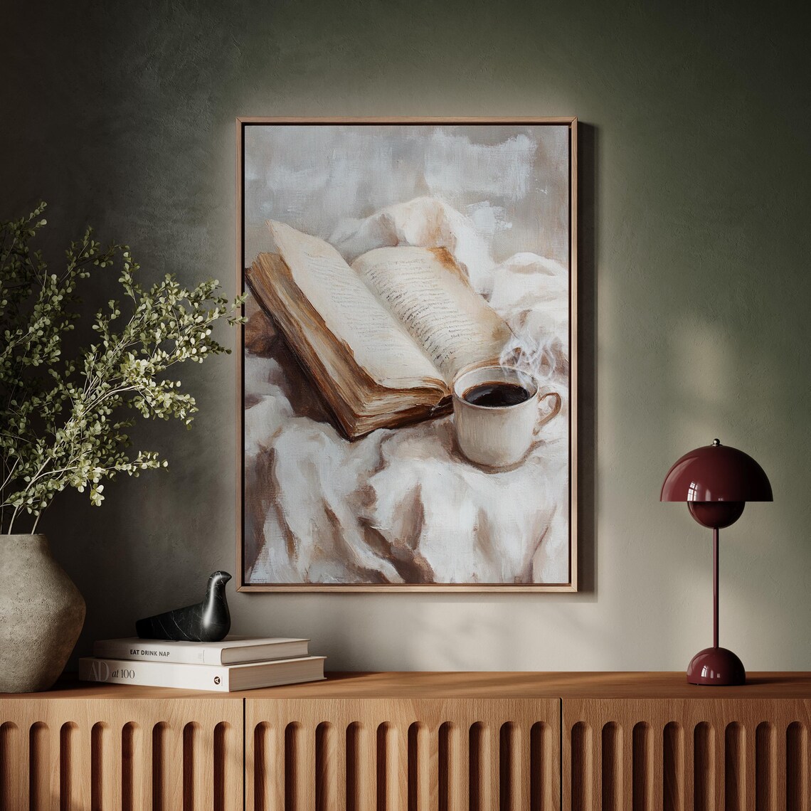 Reading Nook Open Book And Coffee Cup Art Print - Image 4