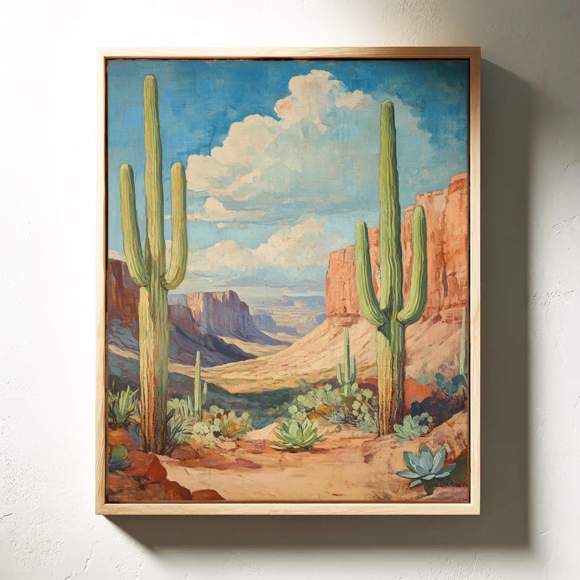 Saguaro Cactus Desert Scene Red Rock Canyon Vintage Style Poster - Image 3