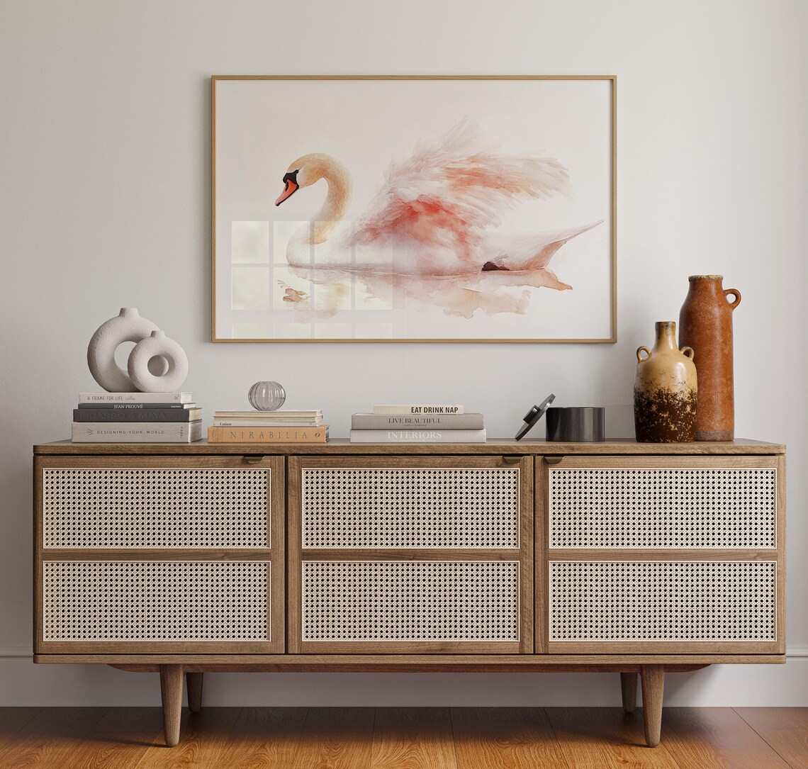 Watercolor Swan Art Print, Graceful Bird Artwork