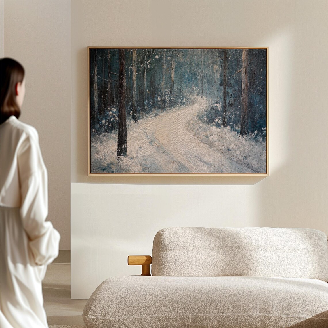 Snowy Forest Path Art Print, Serene Winter Landscape - Image 7