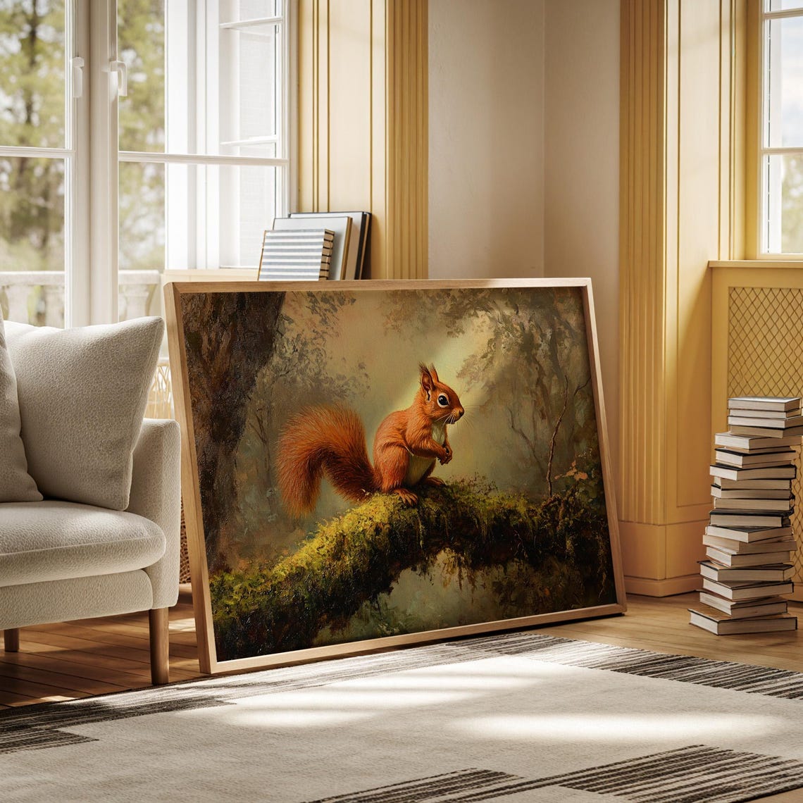 Cheerful Red Squirrel Perched In Golden Forest Clearing Poster - Image 6