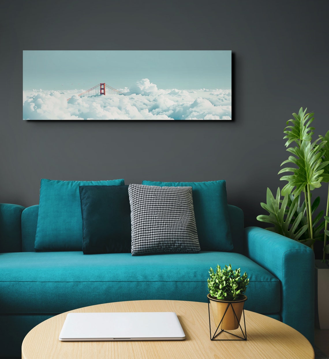 Golden Gate Bridge Tower Rising Above Dense White Clouds Poster - Image 6