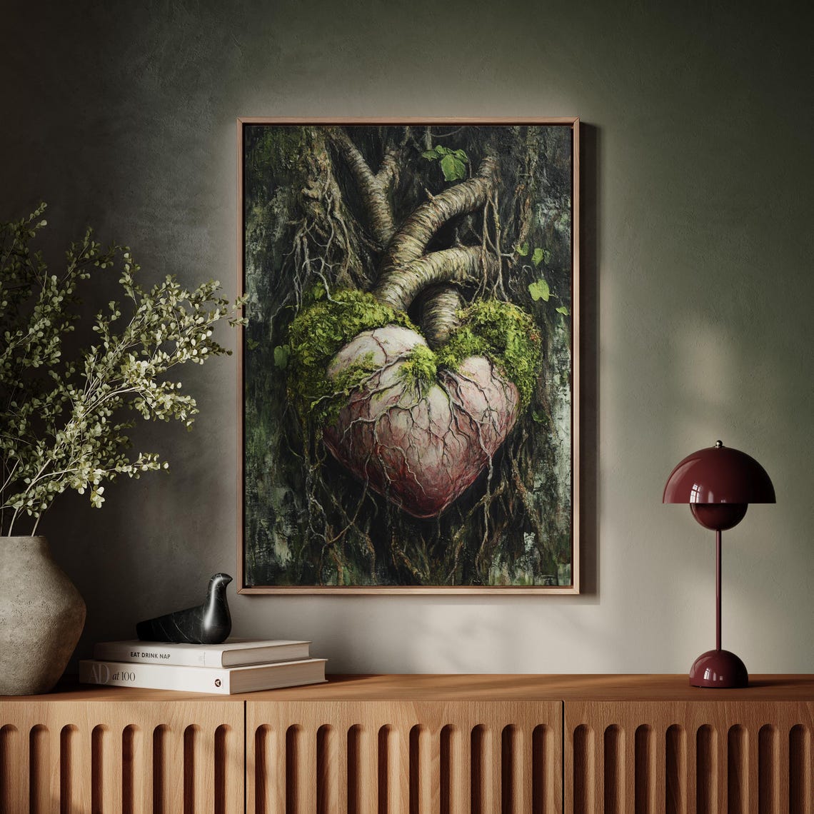 Anatomical Heart Covered in Moss with Tree Roots Dark Gothic Poster - Image 6