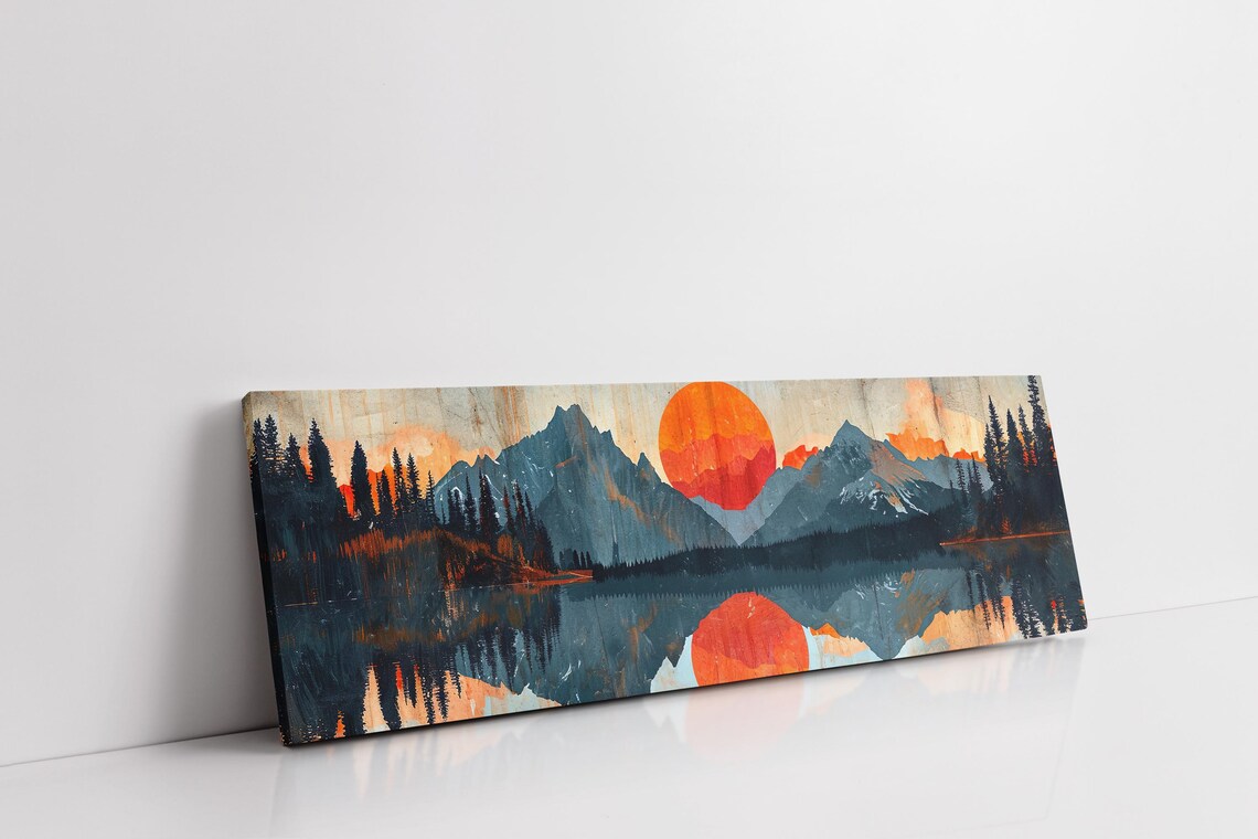Panoramic Mid Century Modern Mountain Wall Art - Image 7